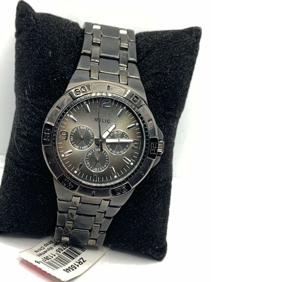 Relic ZR15546 Men Gray Stainless Steel Analog Gray Dial Quartz Wrist Watch JD179 - Picture 1 of 11